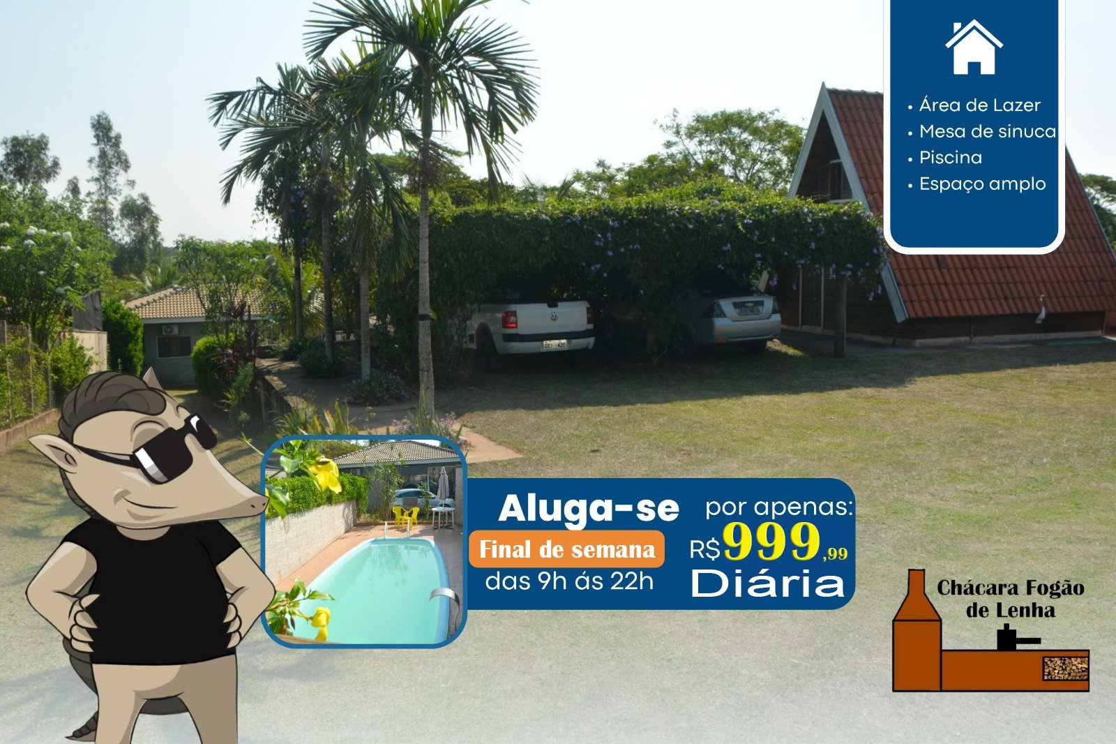 ALUGUEL DE CHÁCARA PARA 1 DIARIA PARA PEQUENOS EVENTOS ATE 80 PESSOAS