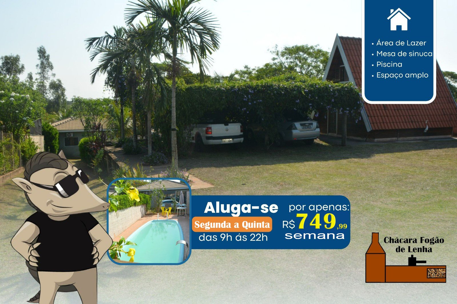 ALUGUEL DE CHÁCARA PARA 1 DIARIA PARA PEQUENOS EVENTOS ATE 80 PESSOAS dia de semana