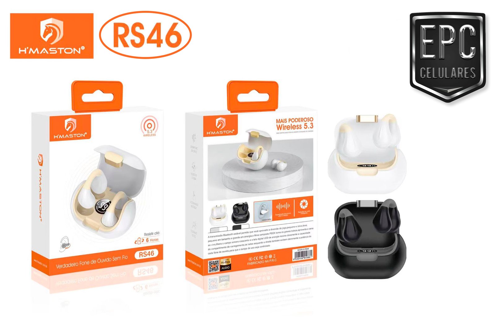 01 Fone Bluetooth Sem Fio Hmaston RS46